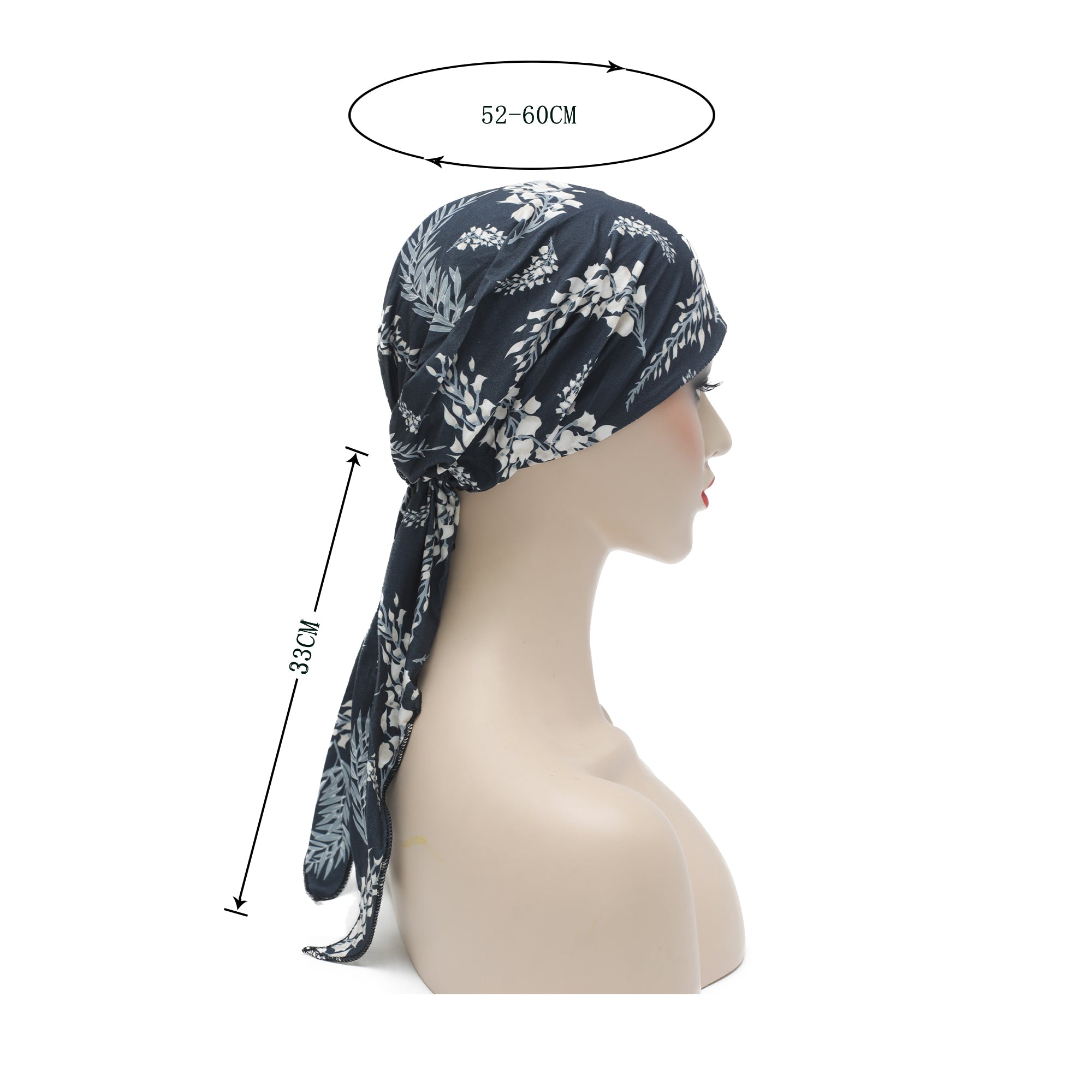 ZLYC Chemo Headwear Pre Tied Head Scarf Headwraps Lightweight Turban Beanie Cap for Women (Leaves Black)
