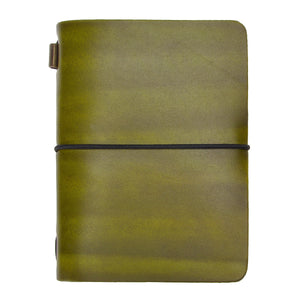 Vintage Handmade Refillable Greenyellow Leather Passport Size Travelers Journals Diary Notepad Notebook