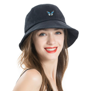 Embroidered Butterfly Bucket Hat
