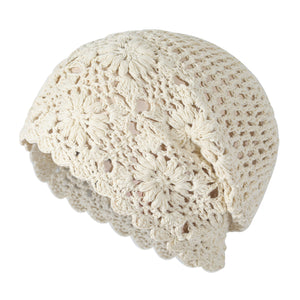 ZLYC Women Cotton Crochet Slouchy Beanie Hat Handmade Knit Summer Skull Cap