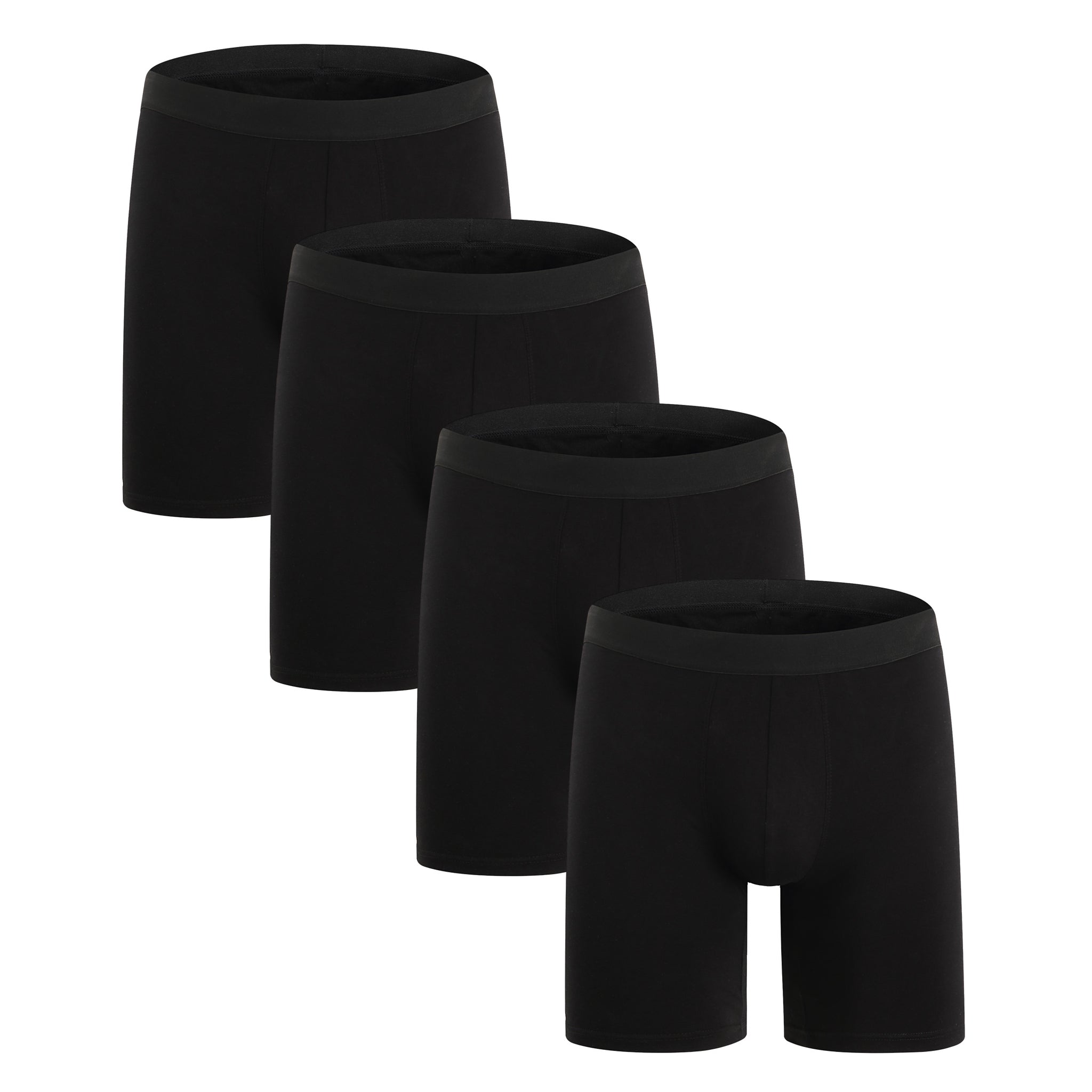 ZLYC katoenen boxershorts, ondergoed voor heren, lange pijpen, ondergoed, 3/4-pack, koningsblauw, XXL