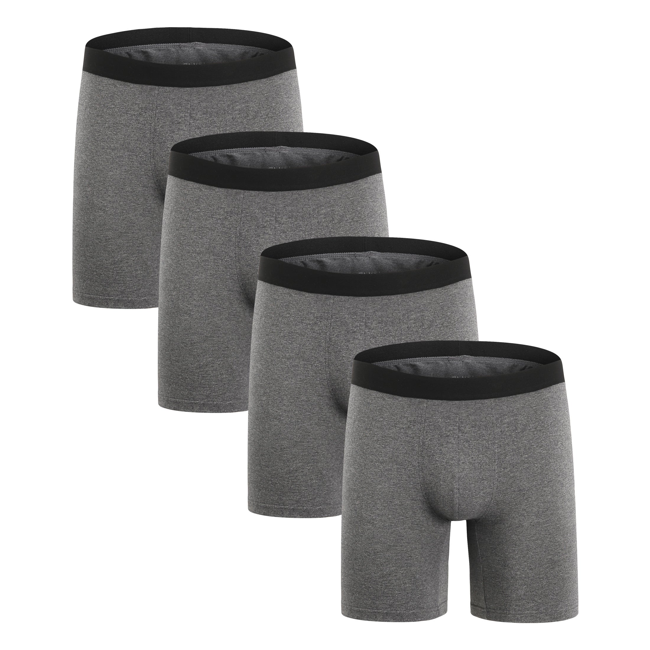 ZLYC Men's Long Leg Cotton Boxer Briefs Underwear, 3/4 Pack