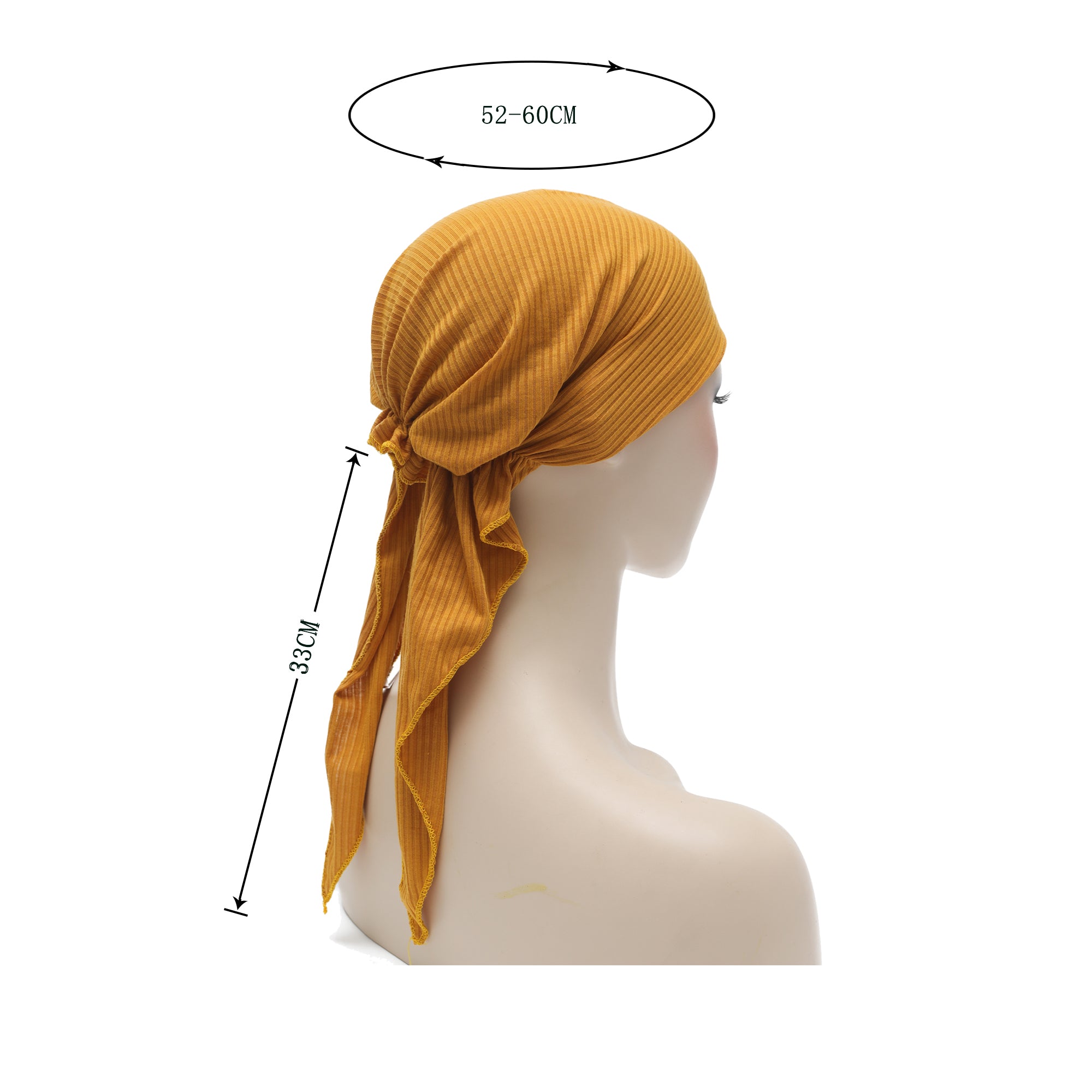 ZLYC Chemo Headwear Pre Tied Head Scarf Headwraps Lightweight Turban Beanie Cap for Women (Solid Yellow)