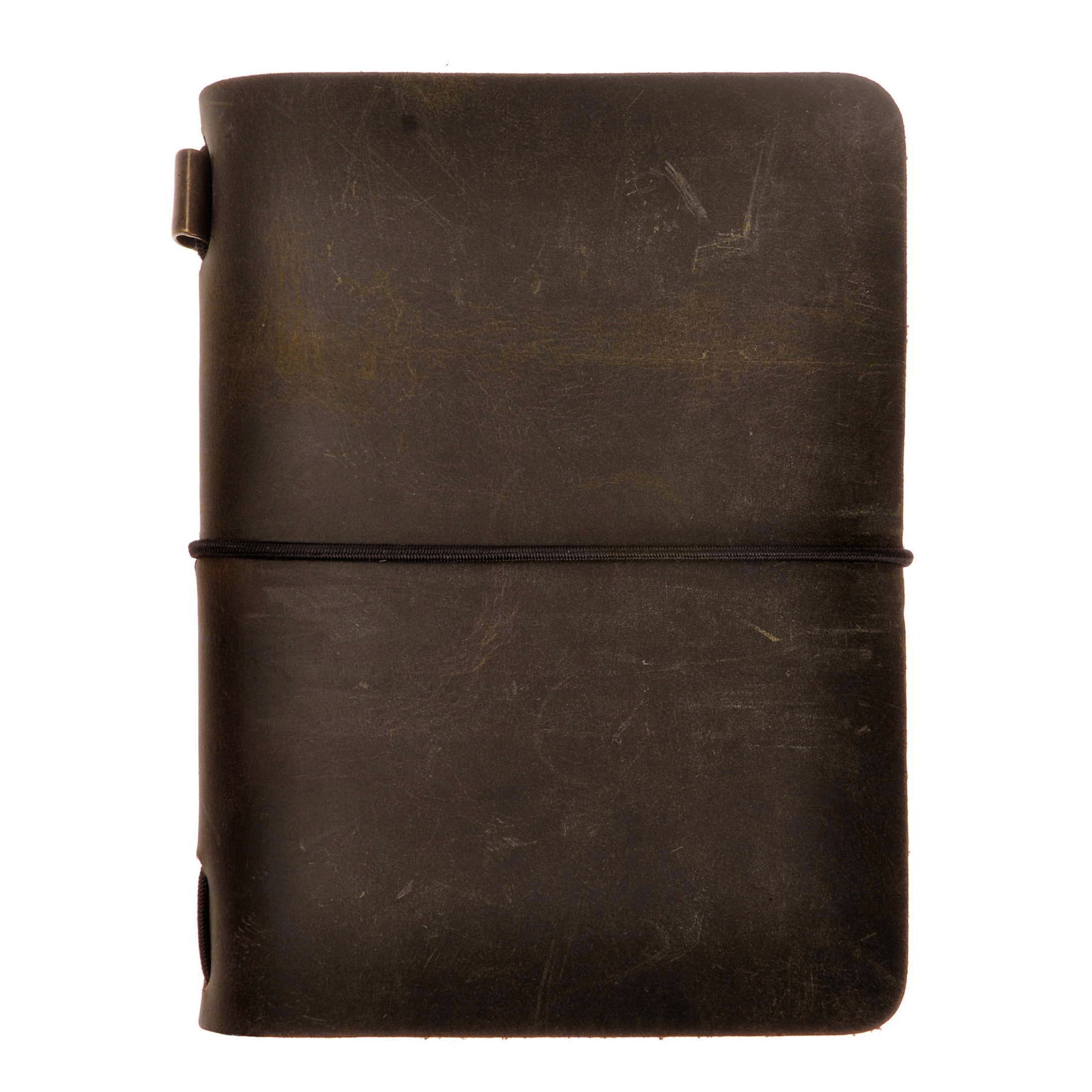 Vintage Handmade Refillable Dark Coffee Leather Passport Size Travelers Journals Diary Notepad Notebook