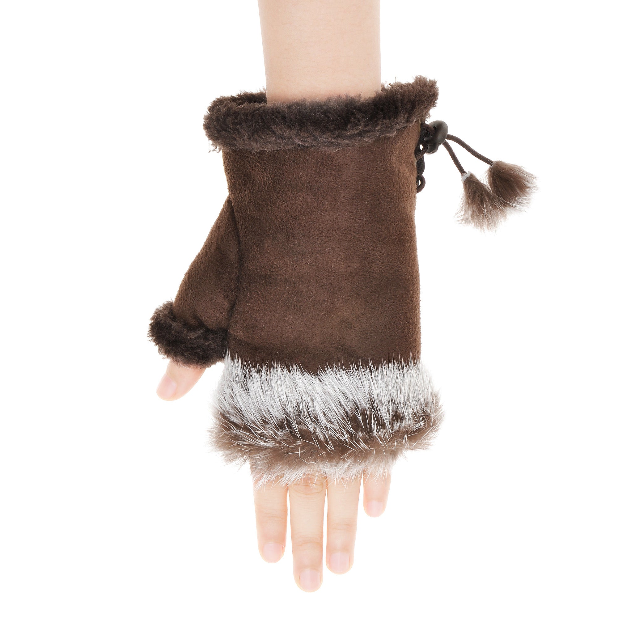 ZLYC Women's Teen's Classic Warm Hands Wrist Fingerless Gloves with Adjustable Drawstring