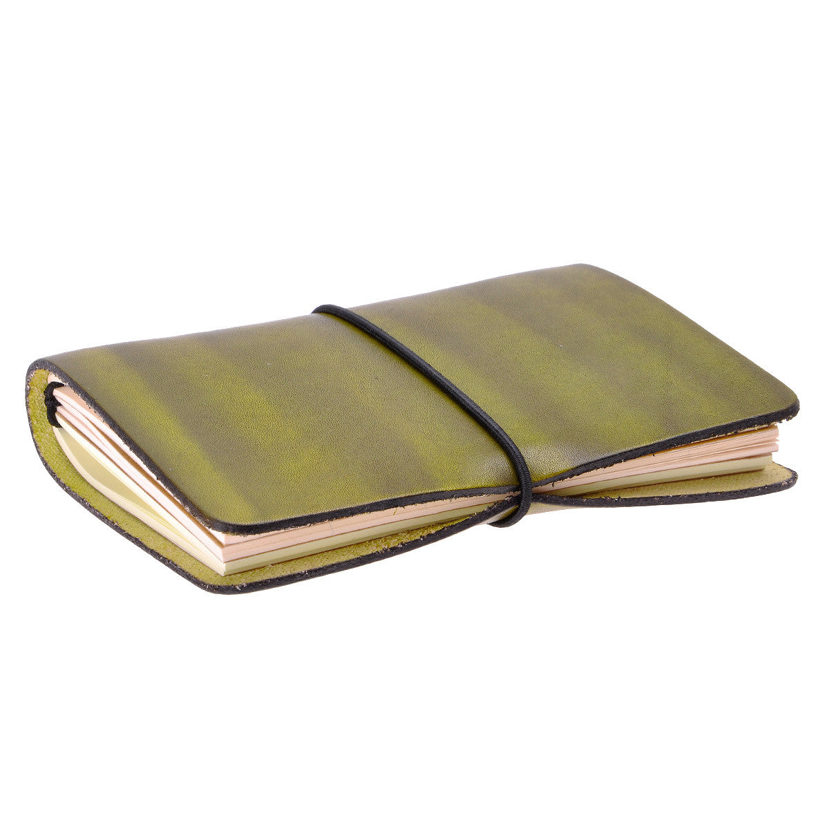 Vintage Handmade Refillable Greenyellow Leather Passport Size Travelers Journals Diary Notepad Notebook