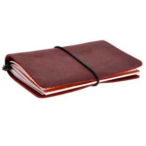 Vintage Handmade Refillable Dark Red Leather Passport Size Travelers Journals Diary Notepad Notebook