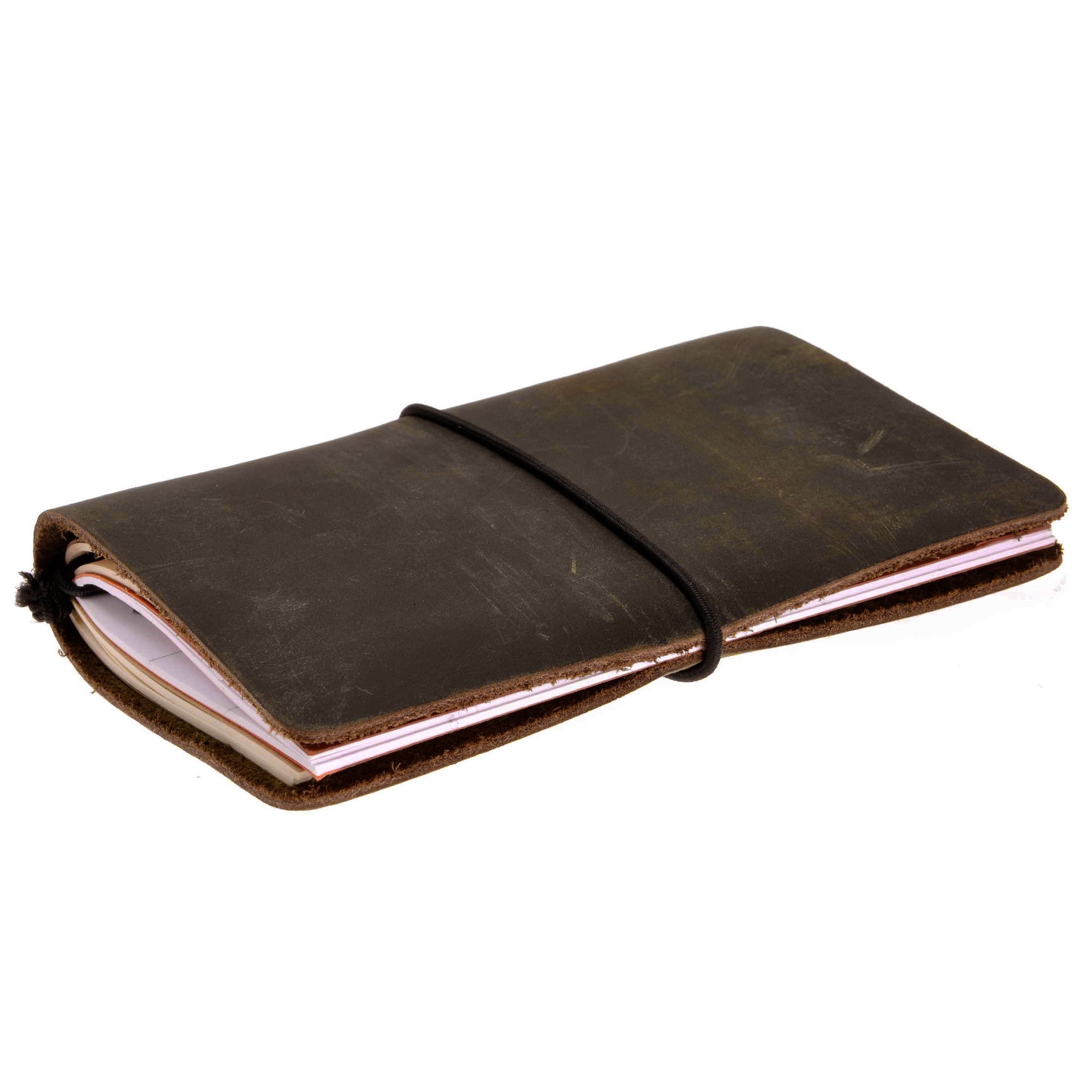 Vintage Handmade Refillable Dark Coffee Leather Passport Size Travelers Journals Diary Notepad Notebook