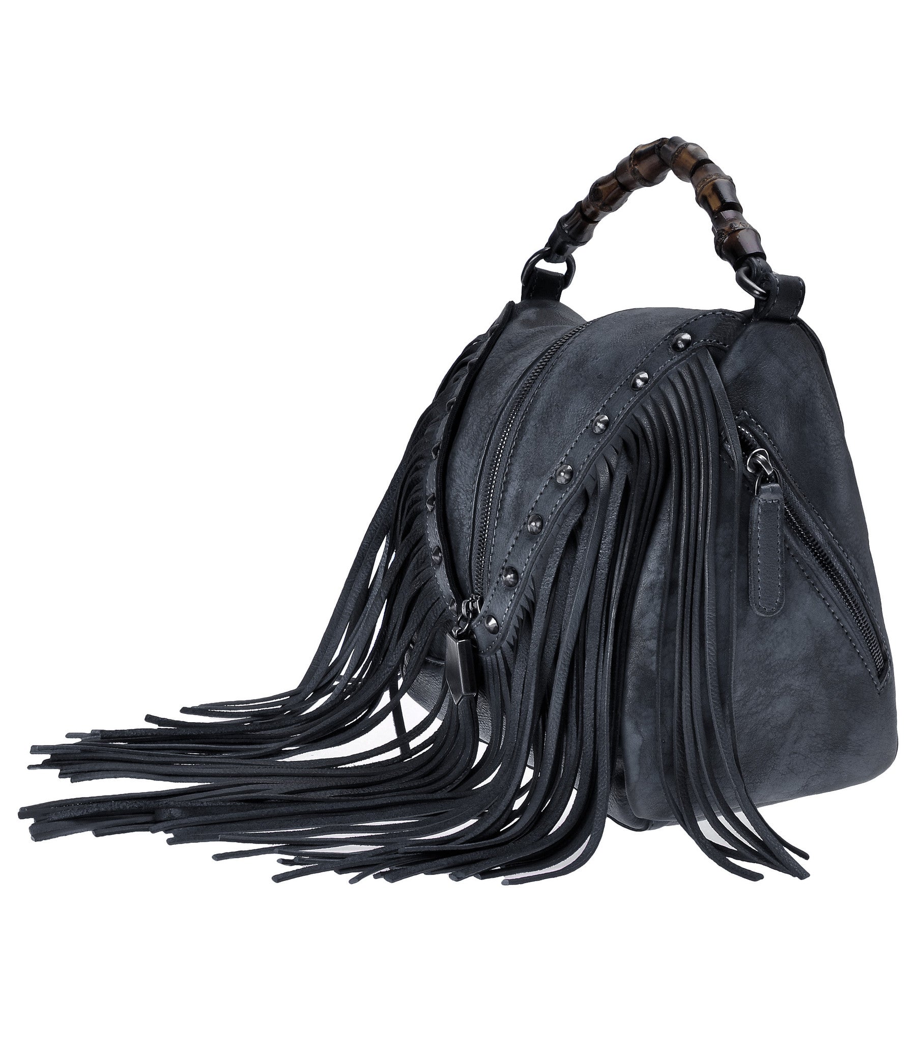 Black Fringe Leather Bucket Bag Crossbody Adjustable Strap Leather Bag  Handmade Women Drawstring Bag Handbag Purse Leather Bag For Gift Item