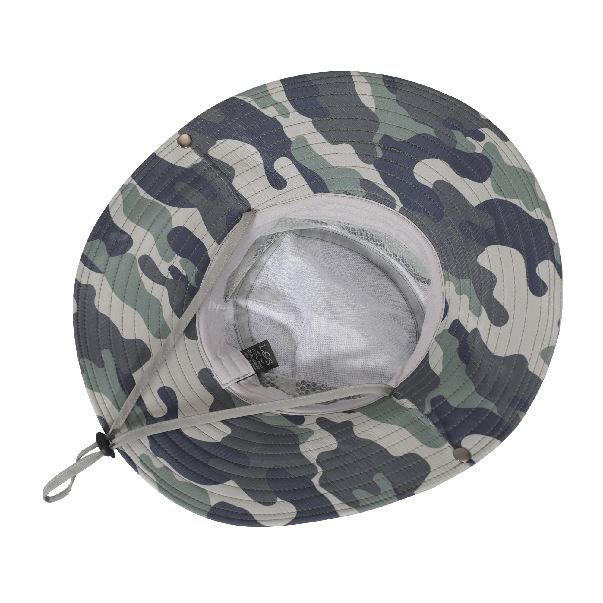 ZLYC Mens Waterproof Camo Sun Hat Wide Brim Packable Outdoor Mesh