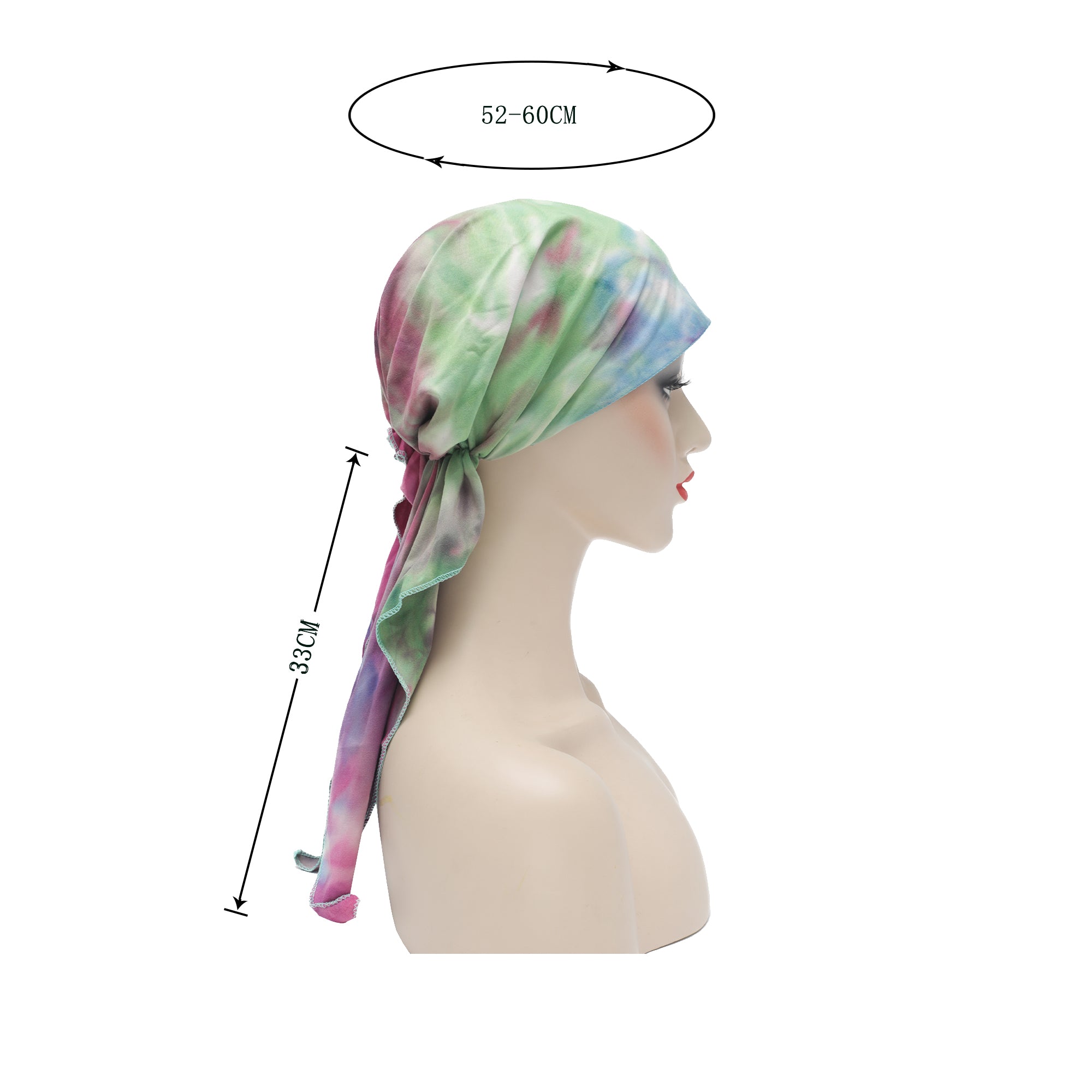 ZLYC Chemo Headwear Pre Tied Head Scarf Headwraps Lightweight Turban Beanie Cap for Women (Tie Dye Green)